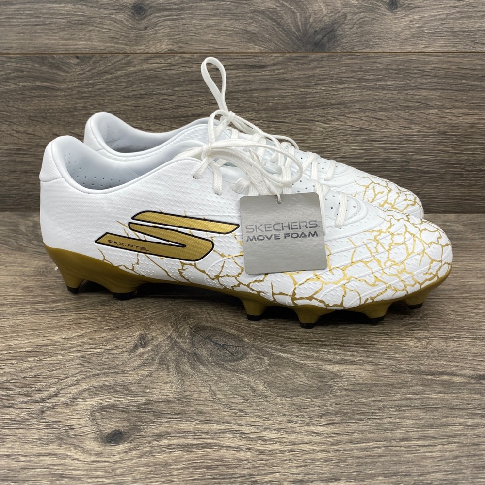 Skechers SKX-1.5 Academy Soccer Cleats Mens 10 White Gold Crackle 252017 WBGD